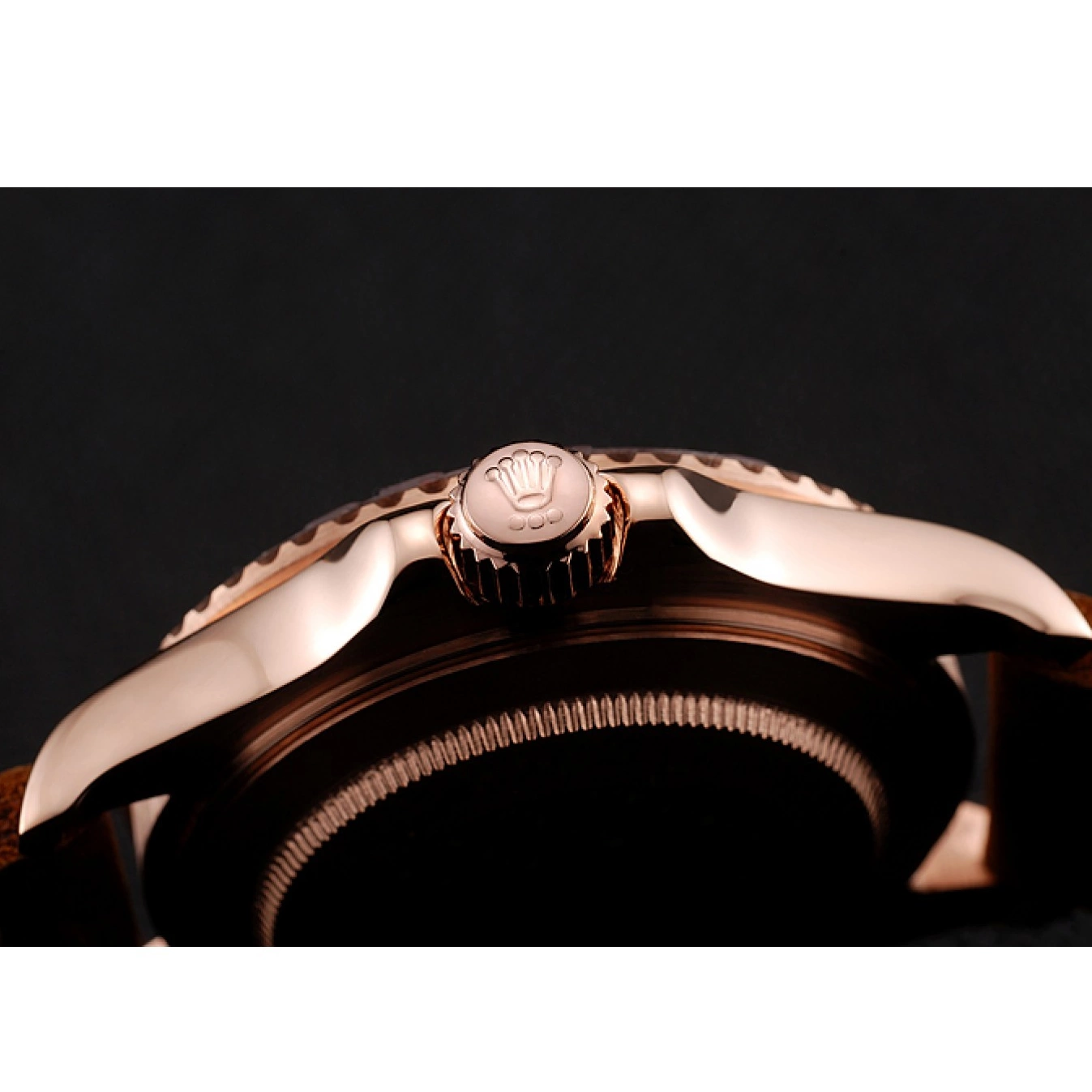 Aaa replica watch Dial 1453860 Bezel Rolex Leather Gold Brown Brown Black Case Yacht Rose Bracelet Master 0713